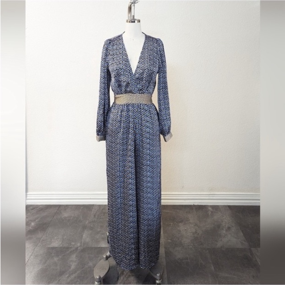 Zara women’s floral satin plunging jumpsuit